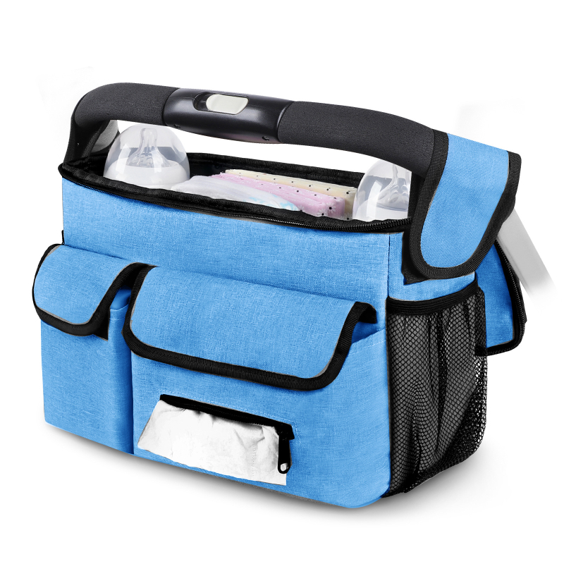 Geantă pentru cărucior, geantă suspendată, organizator pentru cărucior, geantă pentru mămici de mare capacitate, coș de depozitare portabil pentru exterior, geantă de mână