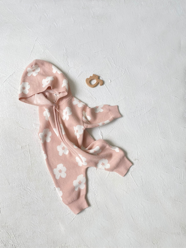 Beebi sügis- ja talvekampsun poistele ja tüdrukutele, lilleline kapuutsiga, pikkade varrukatega, pikk ronimiskott, peeruriided, kootud kampsun