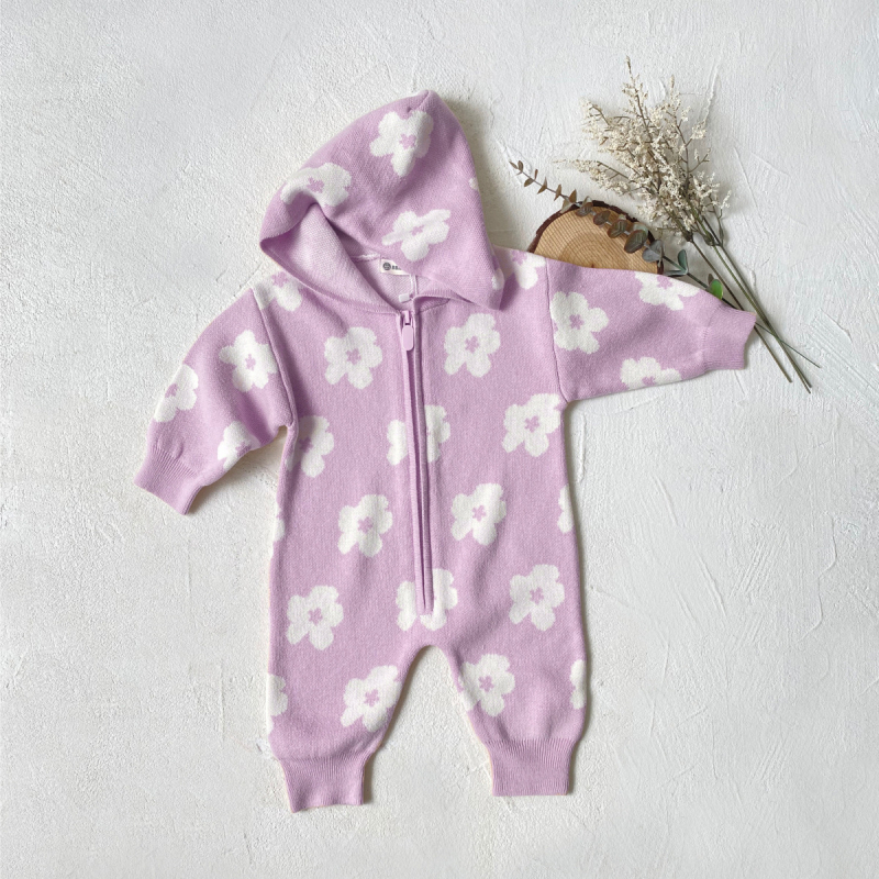Beebi sügis- ja talvekampsun poistele ja tüdrukutele, lilleline kapuutsiga, pikkade varrukatega, pikk ronimiskott, peeruriided, kootud kampsun
