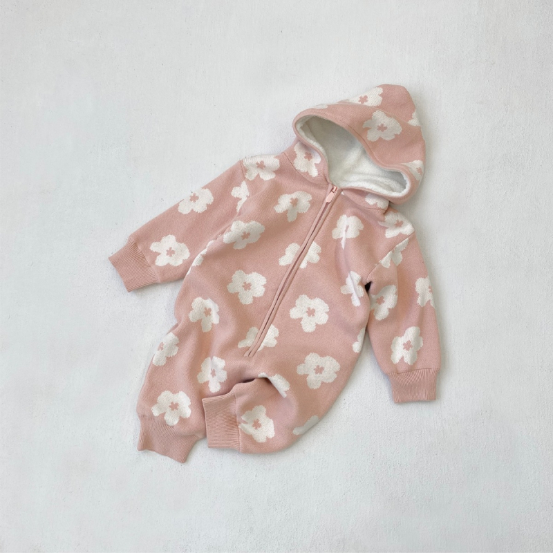 Beebi sügis- ja talvekampsun poistele ja tüdrukutele, lilleline kapuutsiga, pikkade varrukatega, pikk ronimiskott, peeruriided, kootud kampsun