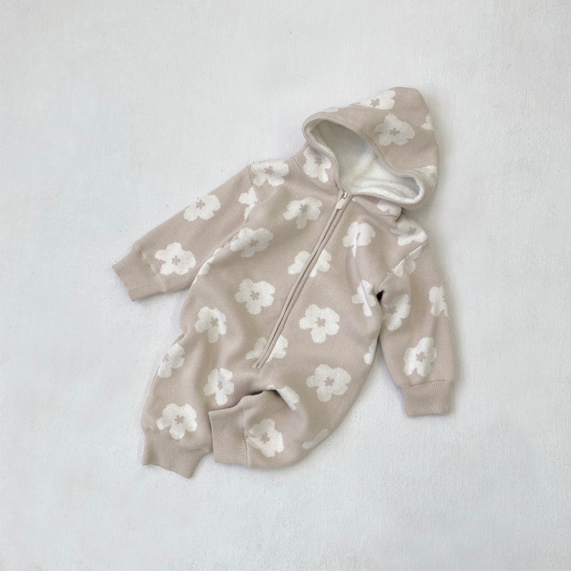 Beebi sügis- ja talvekampsun poistele ja tüdrukutele, lilleline kapuutsiga, pikkade varrukatega, pikk ronimiskott, peeruriided, kootud kampsun