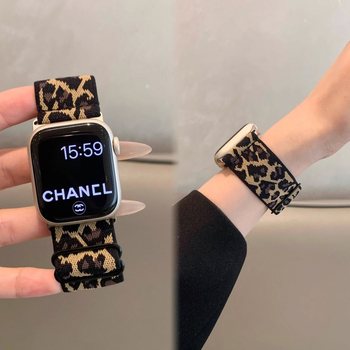 Ελαστικό λουράκι Apple Sports με πλεξούδα για Apple Watch 1098 με λεοπάρ μοτίβο iwatch