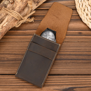 Odinis laikrodžių krepšys Patogi atverčiama paprasta laikrodžių laikymo dėžutė Kūrybingas laikrodžių odinis dėklas gamyklos išparduotuvėje