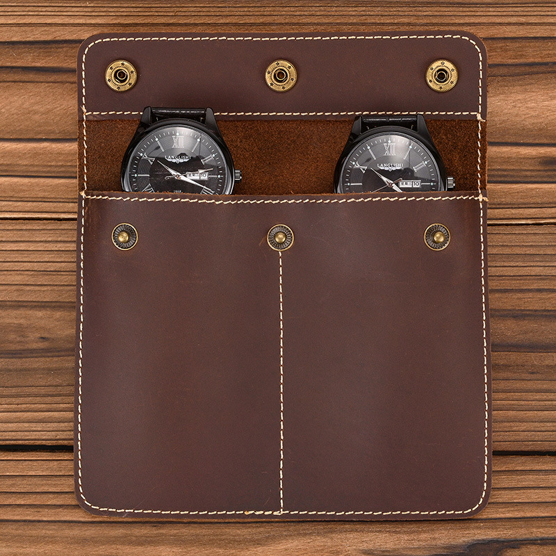 Odinis laikrodžių krepšys Patogi atverčiama paprasta laikrodžių laikymo dėžutė Kūrybingas laikrodžių odinis dėklas gamyklos išparduotuvėje