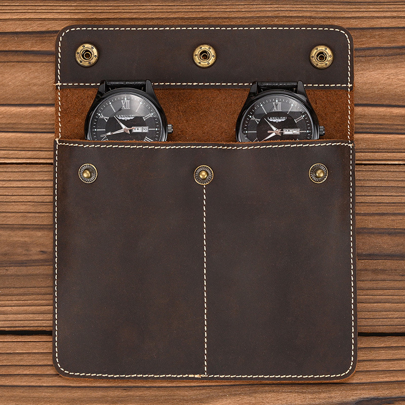 Odinis laikrodžių krepšys Patogi atverčiama paprasta laikrodžių laikymo dėžutė Kūrybingas laikrodžių odinis dėklas gamyklos išparduotuvėje