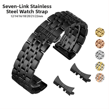 Нова каишка от неръждаема стомана Seven-plant за Samsung Galaxy Watch с катарама тип „пеперуда“ 12-24 мм дъга