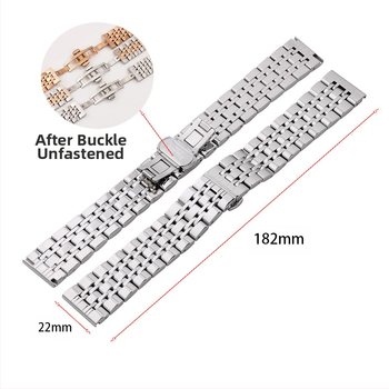 Нова каишка от неръждаема стомана Seven-plant за Samsung Galaxy Watch с катарама тип „пеперуда“ 12-24 мм дъга