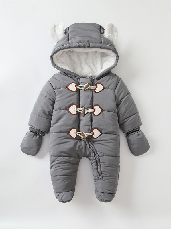 Pamučna odjeća za bebe, Zimska odjeća za bebe, Baršun i zadebljana odjeća, Vjetrootporna i topla odjeća s gumbima od roga, Odjeća za puzanje za bebe na otvorenom