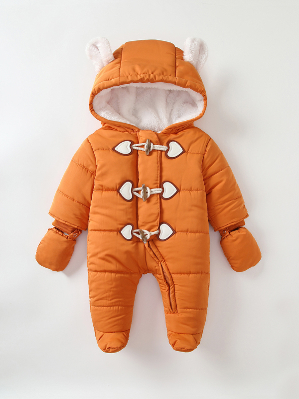 Pamučna odjeća za bebe, Zimska odjeća za bebe, Baršun i zadebljana odjeća, Vjetrootporna i topla odjeća s gumbima od roga, Odjeća za puzanje za bebe na otvorenom