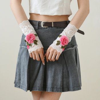 Uus suvine tikitud pitsist varrukaga võltsvarrukaga kindad pitsist manseti randmekate jääsiidist päikesekaitsekreemi varrukas