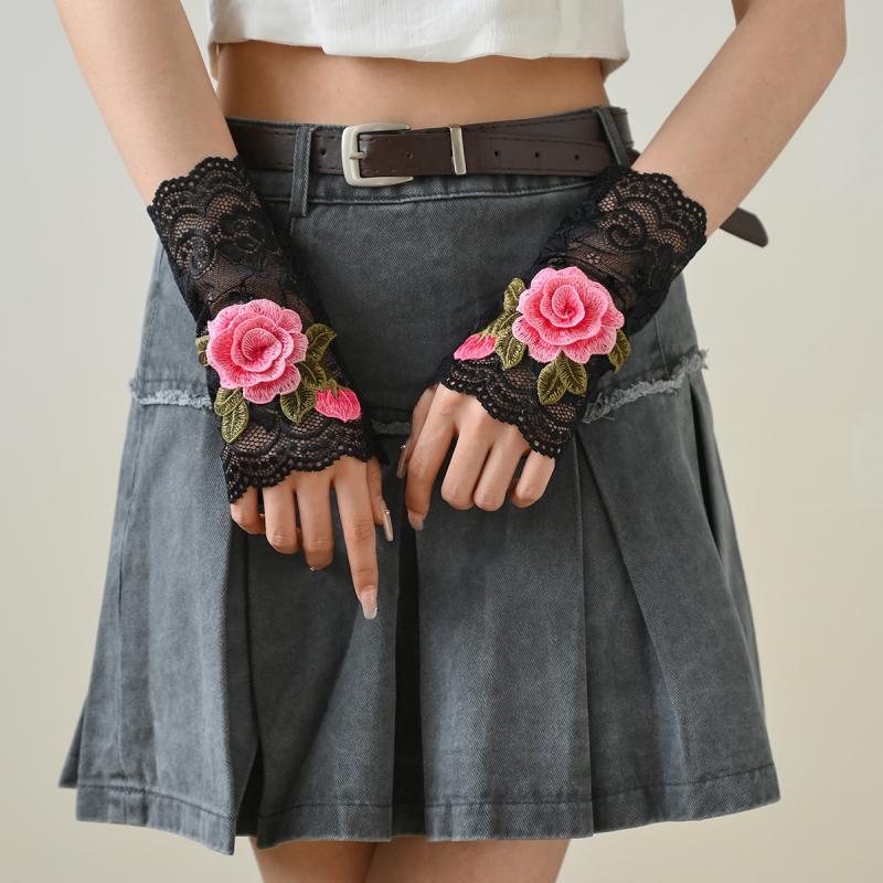 Uus suvine tikitud pitsist varrukaga võltsvarrukaga kindad pitsist manseti randmekate jääsiidist päikesekaitsekreemi varrukas