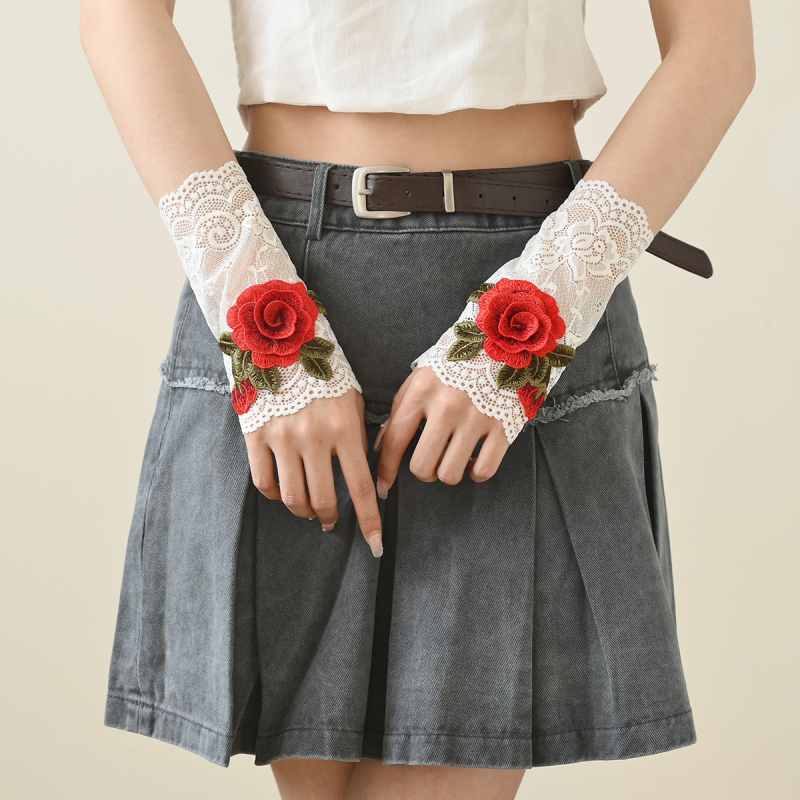 Uus suvine tikitud pitsist varrukaga võltsvarrukaga kindad pitsist manseti randmekate jääsiidist päikesekaitsekreemi varrukas