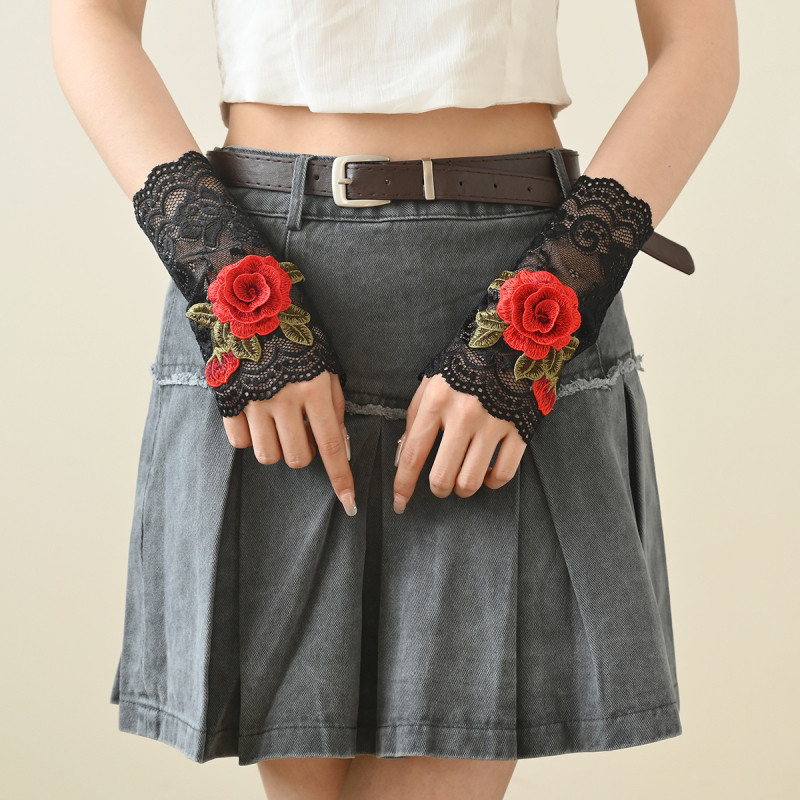 Uus suvine tikitud pitsist varrukaga võltsvarrukaga kindad pitsist manseti randmekate jääsiidist päikesekaitsekreemi varrukas