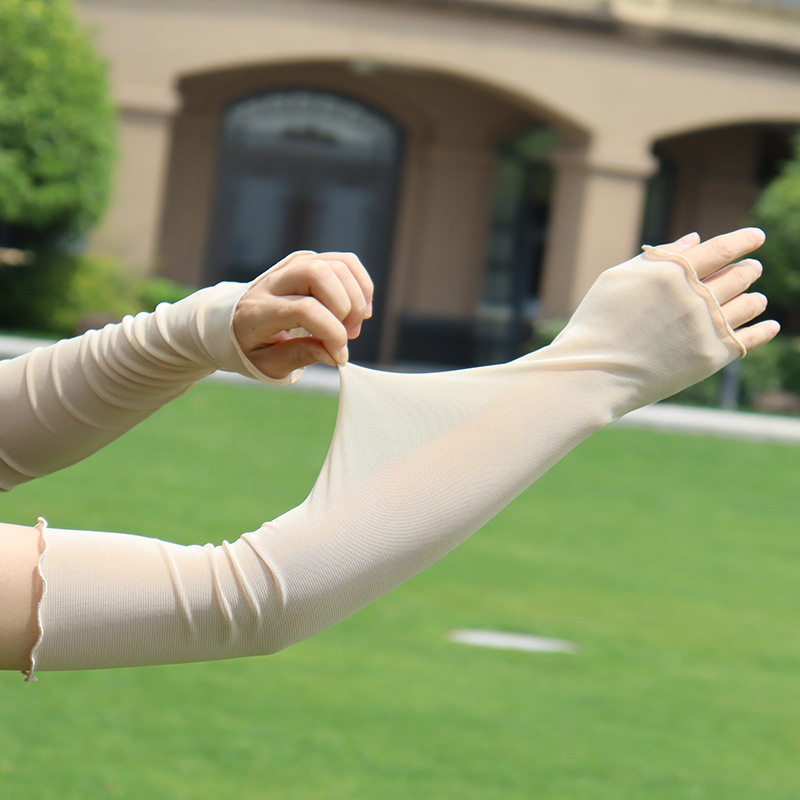 2024. aasta uued päikesekaitsekindad, varrukaga pool sõrme, õhukese võrgusilmaga mustad siidist käe sokid, venivad, lihtsad salendavad UV-kaitsega mehed