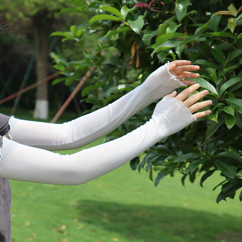 2024. aasta uued päikesekaitsekindad, varrukaga pool sõrme, õhukese võrgusilmaga mustad siidist käe sokid, venivad, lihtsad salendavad UV-kaitsega mehed