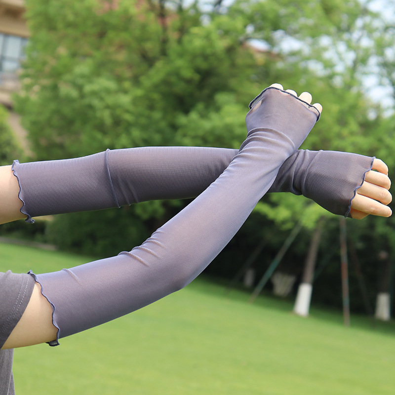 2024. aasta uued päikesekaitsekindad, varrukaga pool sõrme, õhukese võrgusilmaga mustad siidist käe sokid, venivad, lihtsad salendavad UV-kaitsega mehed