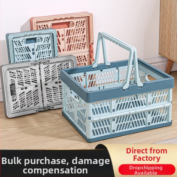 Piiriülene kokkupandav kaasaskantav korv toidukaupade ostmiseks, kaasaskantav plastmassist piknikukorv, majapidamispuuviljakorv, köögiviljakorv, hoiukorv