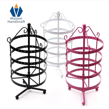 Ümmargune pöörlev kõrvarõngariiul metallist ehete vitriini rekvisiidid rauast ehete riiul laua kõrvatraadist kõrvarõngaste vitriiniga