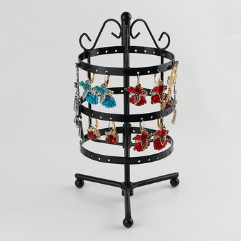 Στρογγυλή περιστρεφόμενη κρεμάστρα σκουλαρικιών για μεταλλικά κοσμήματα, κρεμάστρα επίδειξης σκουλαρικιών από σίδερο για αυτιά γραφείου