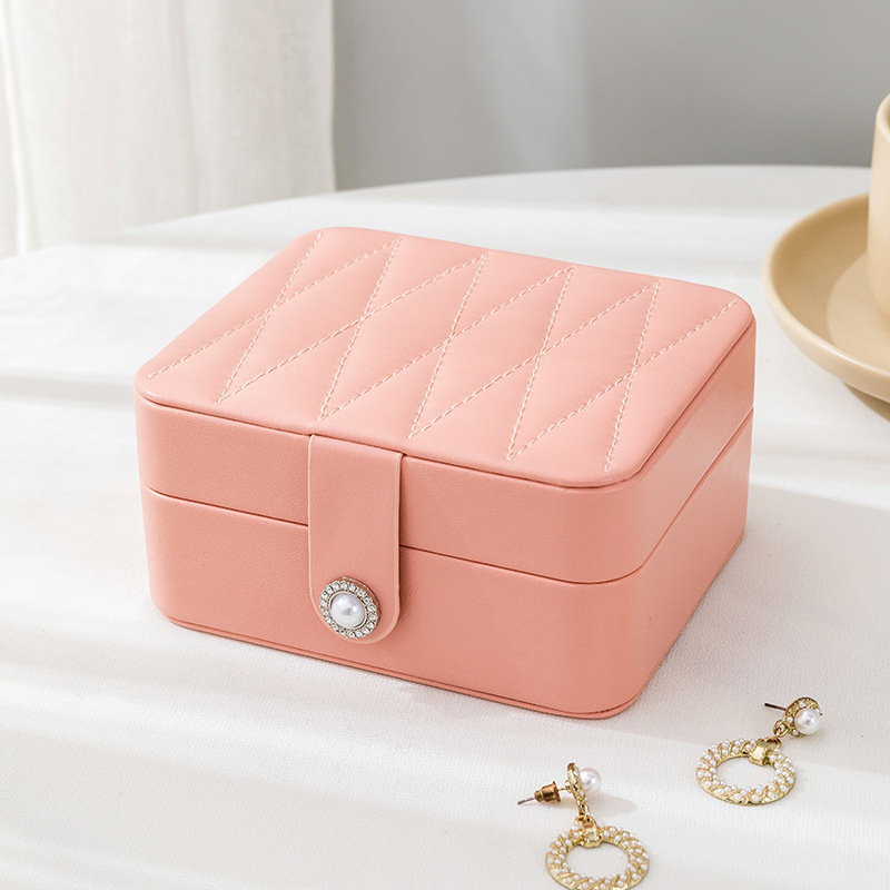 PU nahast peegliga ehtekarp kaasaskantav ehtepakend väike sõrmuskõrvarõngaste ehete hoiukarp Korea stiilis