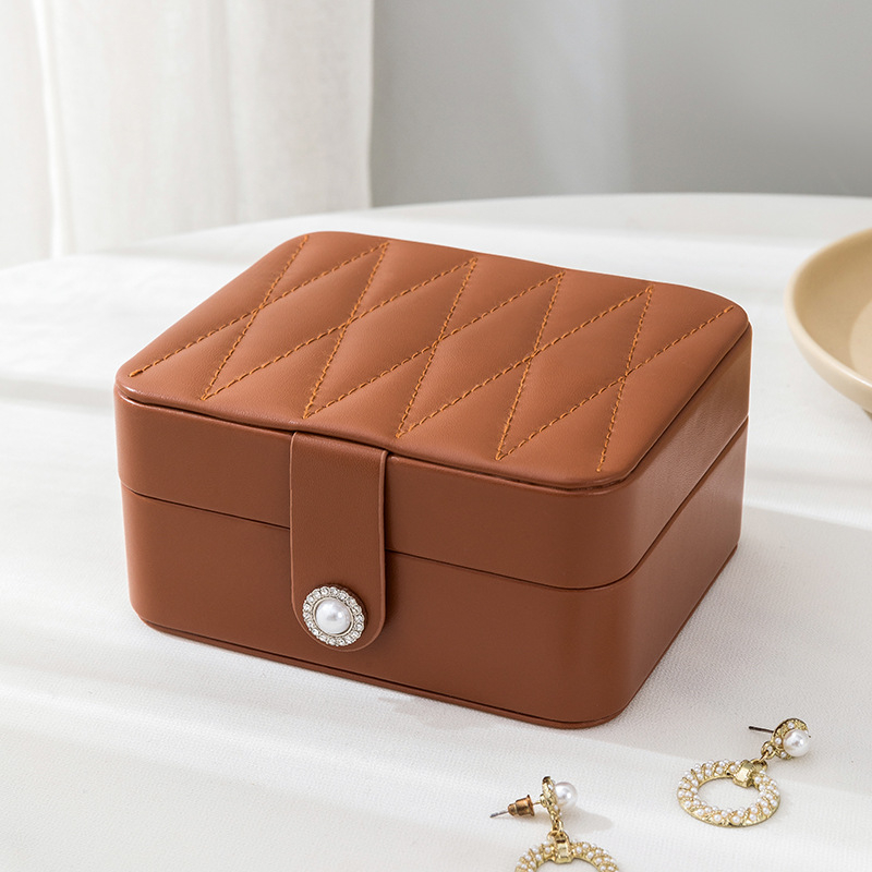 PU nahast peegliga ehtekarp kaasaskantav ehtepakend väike sõrmuskõrvarõngaste ehete hoiukarp Korea stiilis