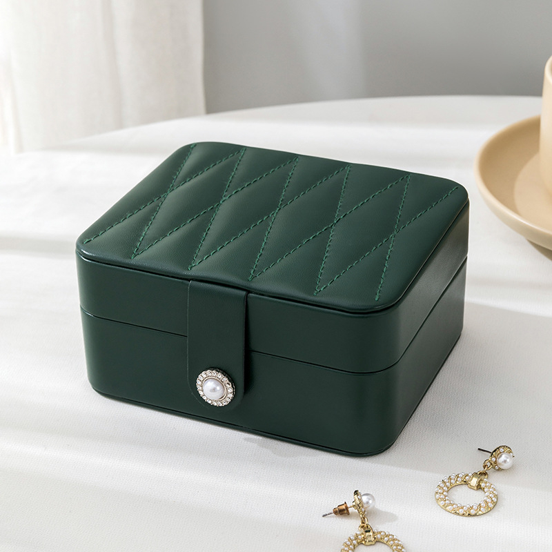 PU nahast peegliga ehtekarp kaasaskantav ehtepakend väike sõrmuskõrvarõngaste ehete hoiukarp Korea stiilis