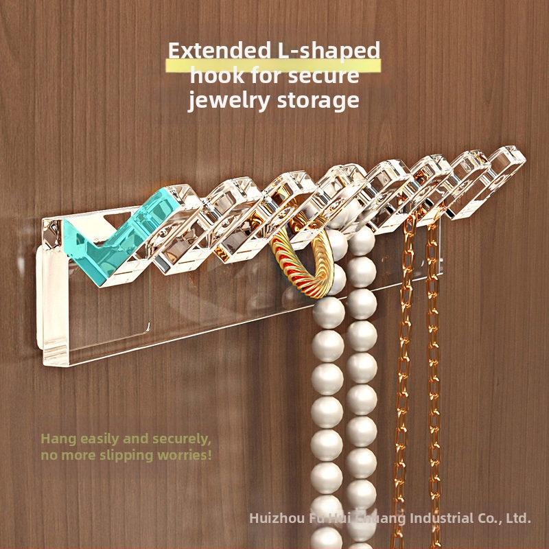 Огледална поставка за бижута с верижка за врата на шкаф, закачана на гърба на шкафа, кукички за обеци с верижка, стенна поставка за бижута без пробиване и против заплитане