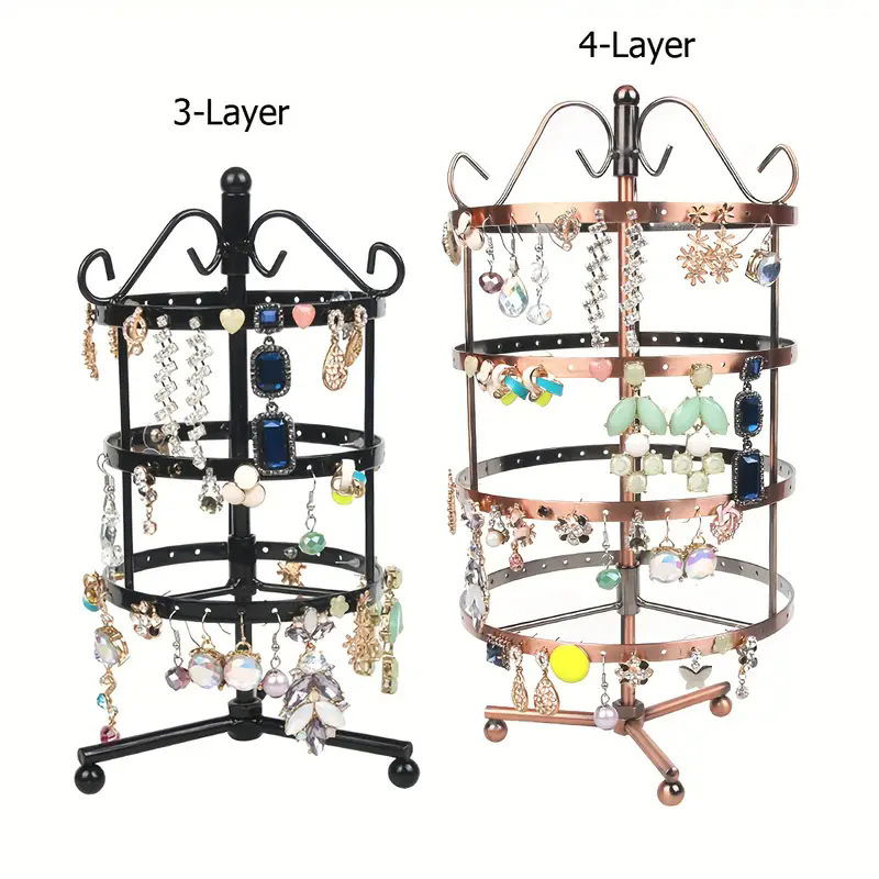 Ümmargune pöörlev kõrvarõngariiul metallist ehete vitriini rekvisiidid rauast ehete riiul laua kõrvatraadist kõrvarõngaste vitriiniga