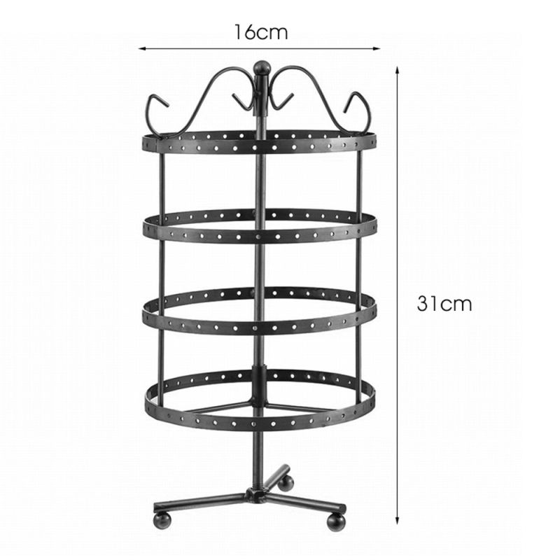 Ümmargune pöörlev kõrvarõngariiul metallist ehete vitriini rekvisiidid rauast ehete riiul laua kõrvatraadist kõrvarõngaste vitriiniga