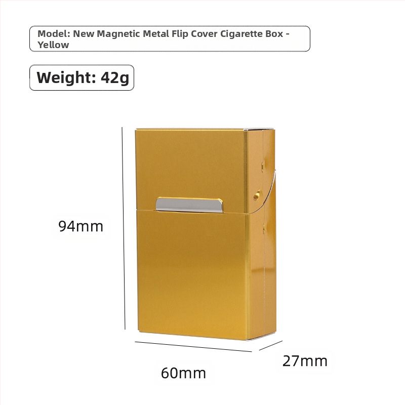 Uus alumiiniumisulamist magnetilise pandlaga klapp, rõhukindel, veekindel, tilgakindel, meeste suure mahutavusega, kvaliteetsest sigaretiümbrisest, üliõhuke, mitmevärviline, otsemüük