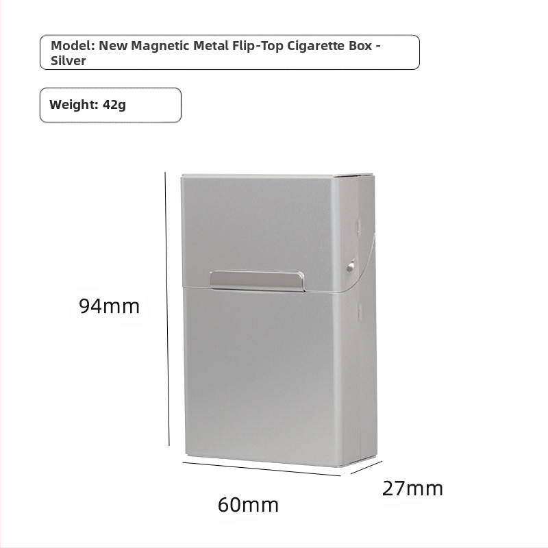 Uus alumiiniumisulamist magnetilise pandlaga klapp, rõhukindel, veekindel, tilgakindel, meeste suure mahutavusega, kvaliteetsest sigaretiümbrisest, üliõhuke, mitmevärviline, otsemüük