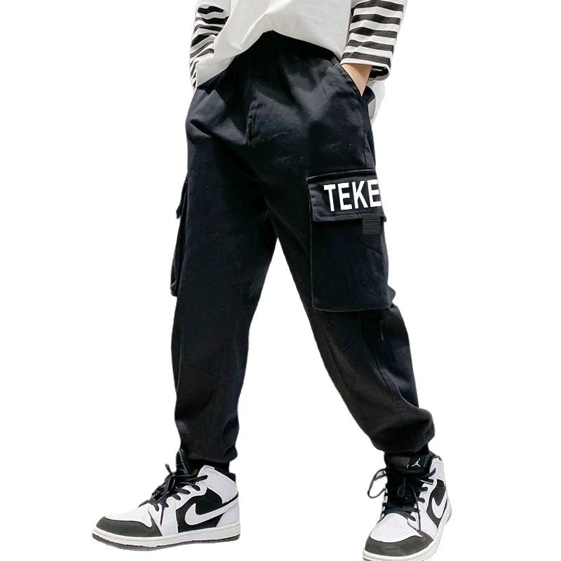 Laste sügis- ja talvefliisvoodriga paksendatud mugavad universaalsed vabaajariided stiilsed poiste lasteriided jalgade tööriistade püksid nägusad