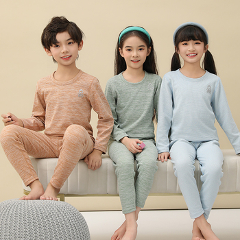 Vaikiški termo apatiniai su viršutine apykakle, berniukų ir mergaičių kašmyro šilko be kaulo rudens drabužiai ilgos kelnės vaikiška pižama su apatine dalimi