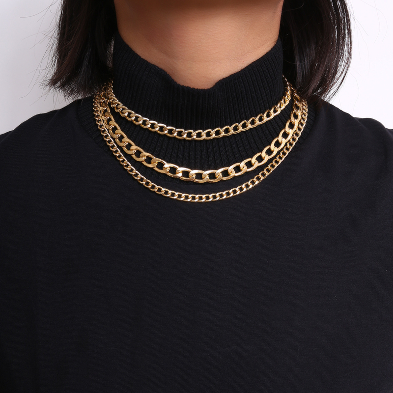 Európai és amerikai határokon átnyúló ékszer punk eltúlzott keverék lánc nyaklánc hosszú hip-hop többrétegű bojtos vastag nyaklánc nőknek