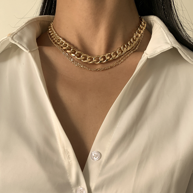 Európai és amerikai határokon átnyúló ékszer punk eltúlzott keverék lánc nyaklánc hosszú hip-hop többrétegű bojtos vastag nyaklánc nőknek