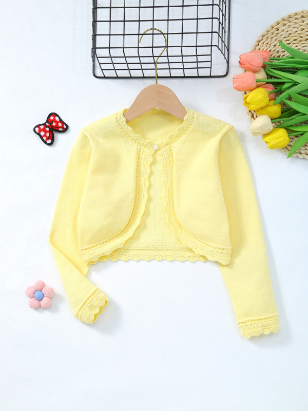 2025 Novi europski i američki stil prekogranični vrući prodavani elegantni pleteni kardigan za djevojčice za proljeće i ljeto, rt, slatka gornja odjeća