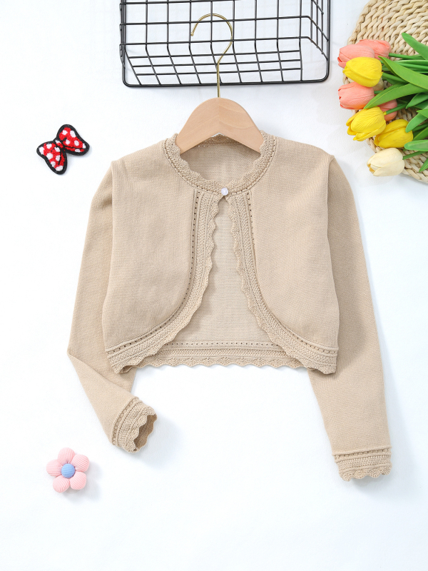 2025 Novi europski i američki stil prekogranični vrući prodavani elegantni pleteni kardigan za djevojčice za proljeće i ljeto, rt, slatka gornja odjeća