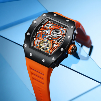 ONOLA uus rooliratta hooratas õõnes kvaliteetne kahesuunaline automaatne mehaaniline käekell meeste musta haamriga mood tagasi läbi