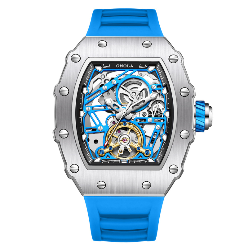 ONOLA uus rooliratta hooratas õõnes kvaliteetne kahesuunaline automaatne mehaaniline käekell meeste musta haamriga mood tagasi läbi