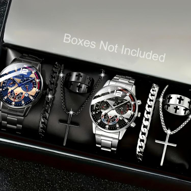 Ceas cuarț pentru bărbați, din oțel albastru, cu trei ochi, în stoc, cu explozii en-gros, comerț exterior nou 2024