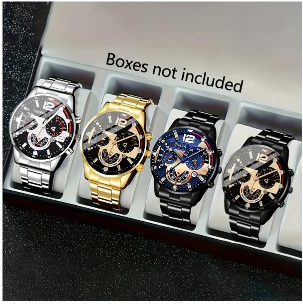 Ceas cuarț pentru bărbați, din oțel albastru, cu trei ochi, în stoc, cu explozii en-gros, comerț exterior nou 2024