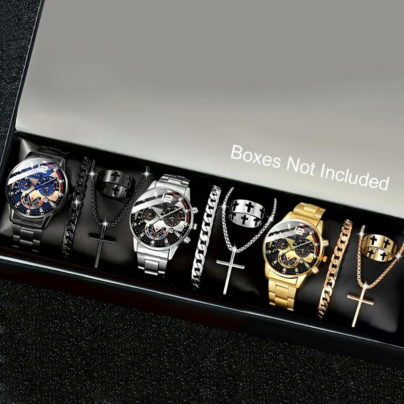 Ceas cuarț pentru bărbați, din oțel albastru, cu trei ochi, în stoc, cu explozii en-gros, comerț exterior nou 2024