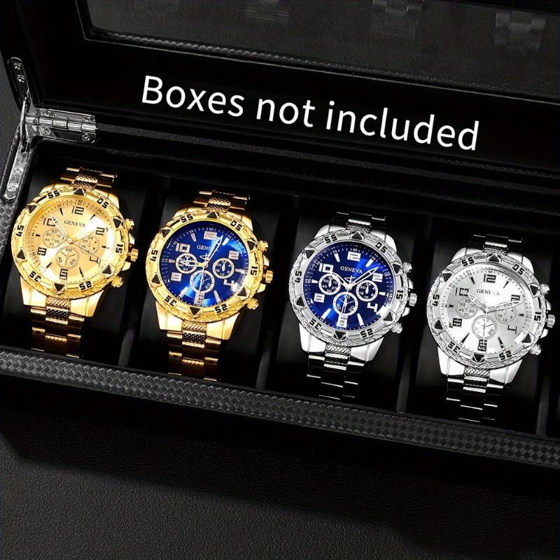 Ceas cuarț pentru bărbați, din oțel albastru, cu trei ochi, în stoc, cu explozii en-gros, comerț exterior nou 2024