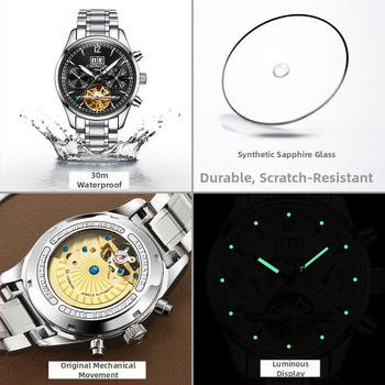 Carnival vīriešu automātiskais mehāniskais pulkstenis, ūdensizturīgs, moderns, daudzfunkcionāls biznesa pulkstenis, 8730. paaudzes modelis