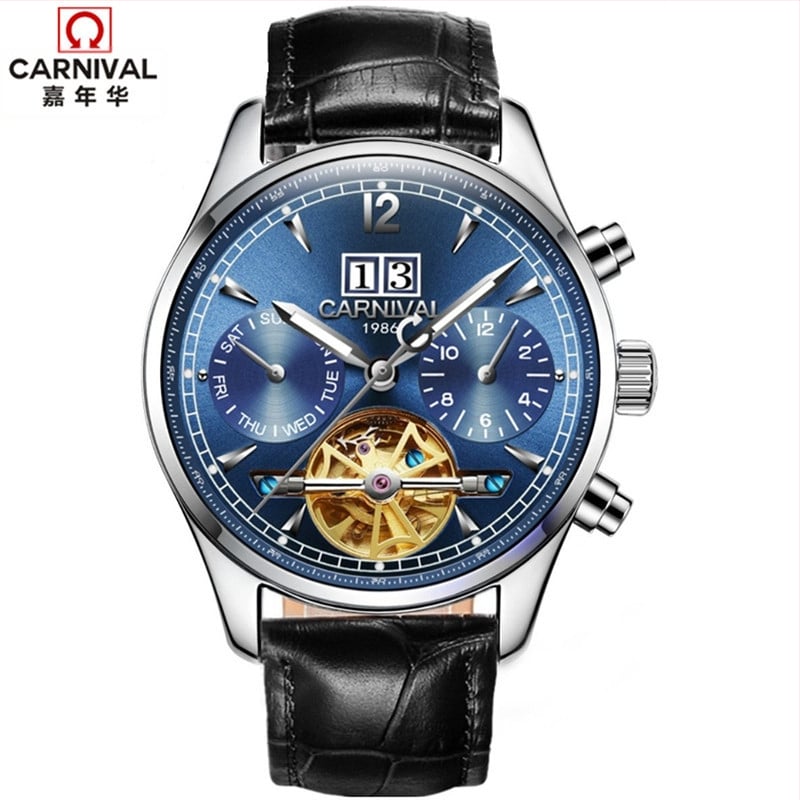 Carnival vīriešu automātiskais mehāniskais pulkstenis, ūdensizturīgs, moderns, daudzfunkcionāls biznesa pulkstenis, 8730. paaudzes modelis