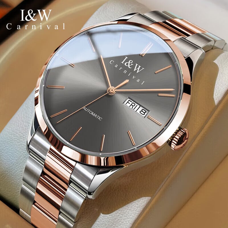 I&W Carnival imporditud Jaapani mehhanismiga automaatne mehaaniline käekell, meeste ärikellade disain ja eritellimusel töötlemine