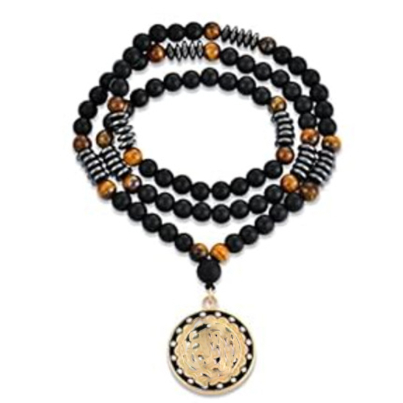 Produse noi transfrontaliere fierbinți cruce triunghi pandantiv bijuterii simple galben ochi de tigru imitație mat colier bărbătesc