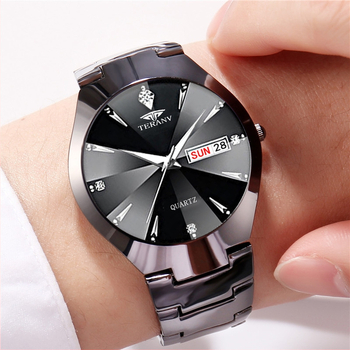 Ρολόι δώρου με διπλό ημερολόγιο για αγόρια, φωτεινό αδιάβροχο με διαμάντια, ρολόι χαλαζία, φοιτητικό, ανδρικό