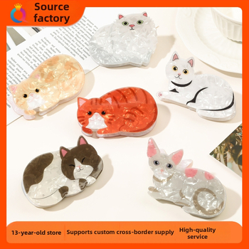 Qiyue prekogranična slatka kopča za kosu s mačićima, vrhunska akrilna kopča za kosu u obliku morskog psa, Yiwu pribor za kosu, veleprodaja kopči za kosu