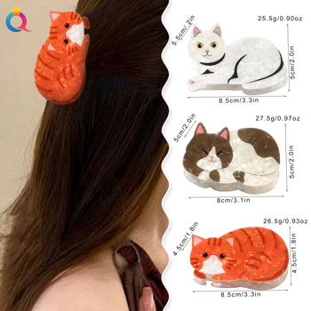 Qiyue Cross-Border Cute Kitten Hair Clip High-End Acrylic Hair Clip Shark Accessories Yiwu Hair Accessories Grab Clip Χονδρική